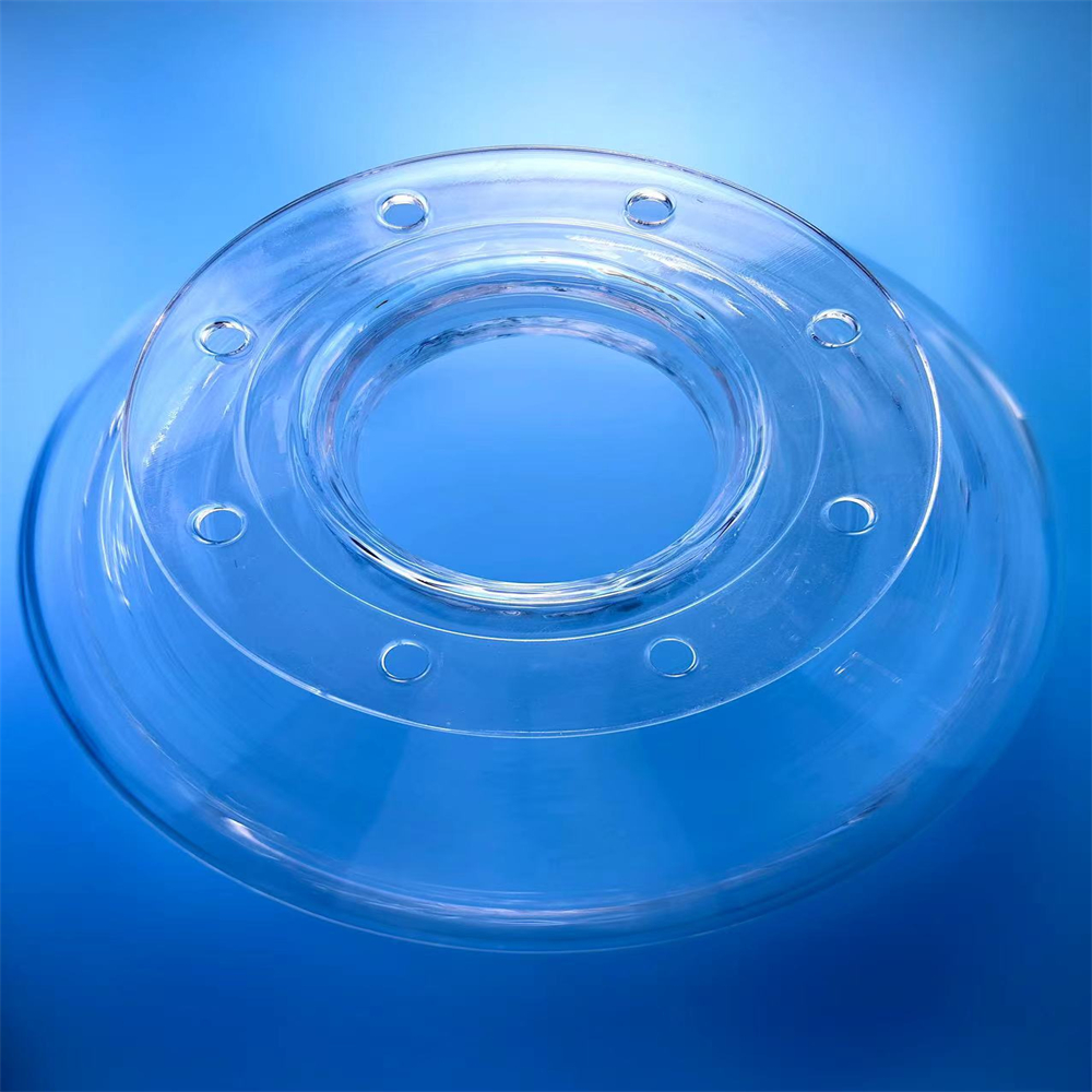 Customize Size Thickness Twin Tube Clear High Purity Flange Quartz Tube Fused Silica Polished Flange Ring Bending Welding