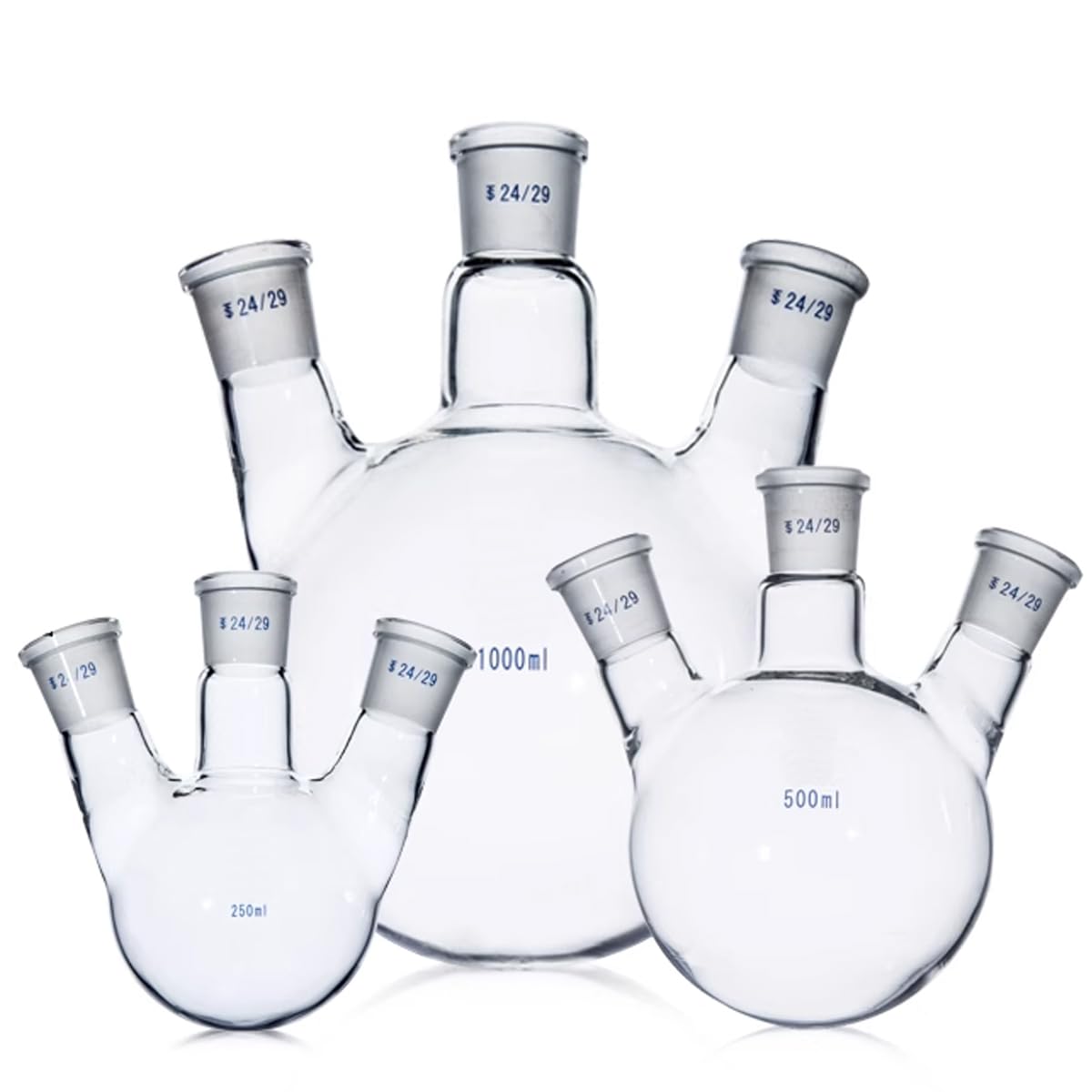 Bottom Three Neck Double Layer Quartz Glass Jacketed Flask